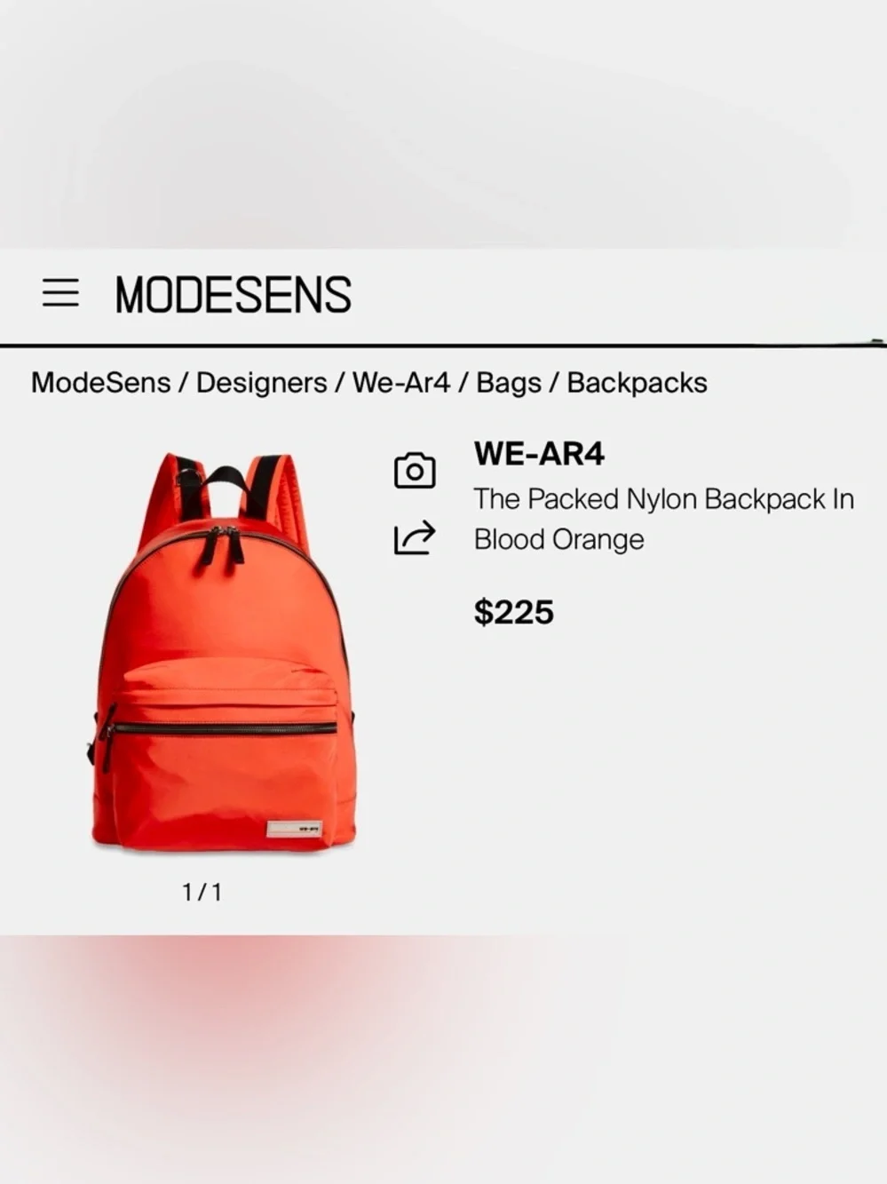 We-ar4 Blood Orange Nylon Backpack